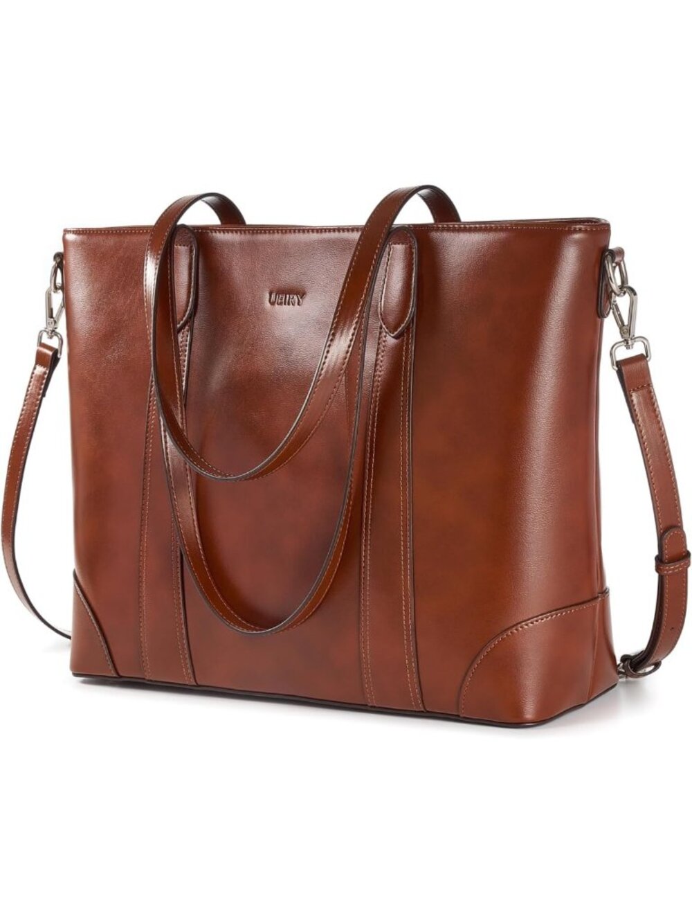 Stylish Large Genuine Leather Tote Bag for Women, Zipper Closure, Versatile